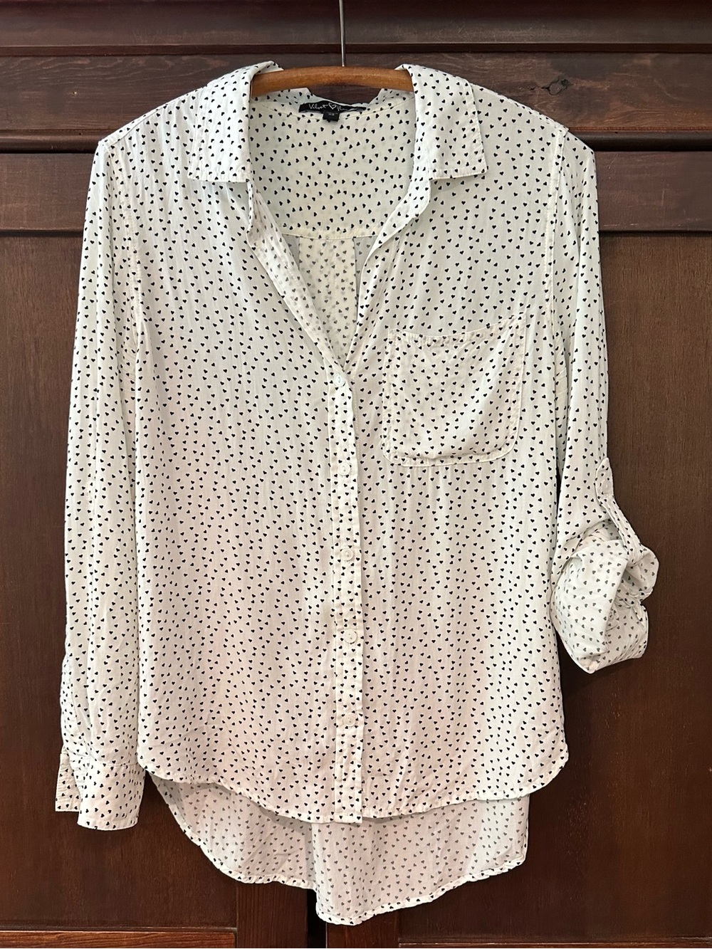 Derek Heart • women’s heart patterned button down shirt • top • blouse
